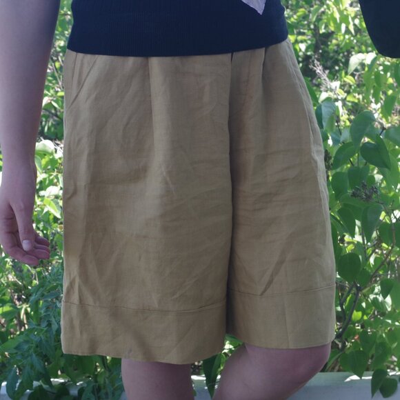 Pure Linen By United Color Of Benetton Mustard Color Shorts - Picture 5 of 7